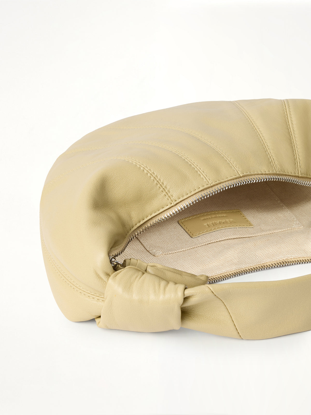 Mini Fortune Croissant Soft Nappa Leather Bag in Sesame