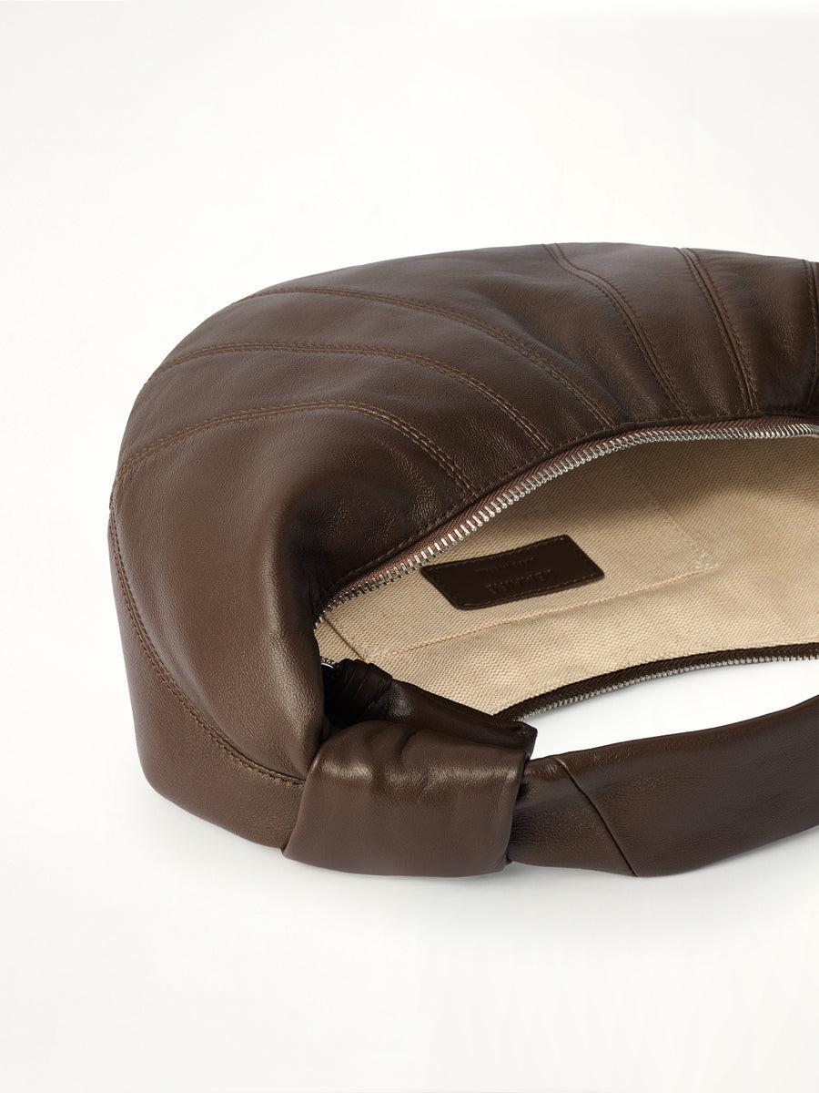 Mini Fortune Croissant Soft Nappa Leather Bag in Otter