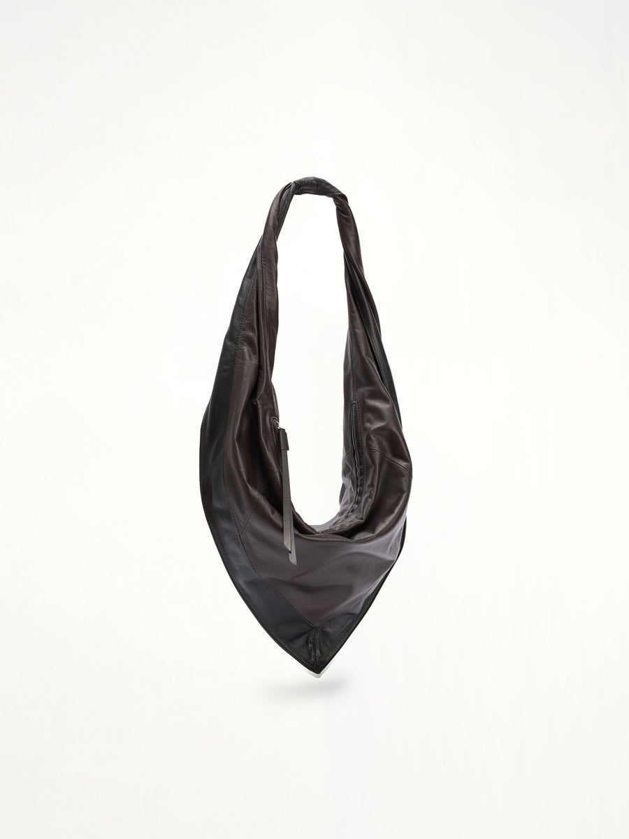 Scarf Small Soft Nappa Leather Bag in Black/Dark Chocolate