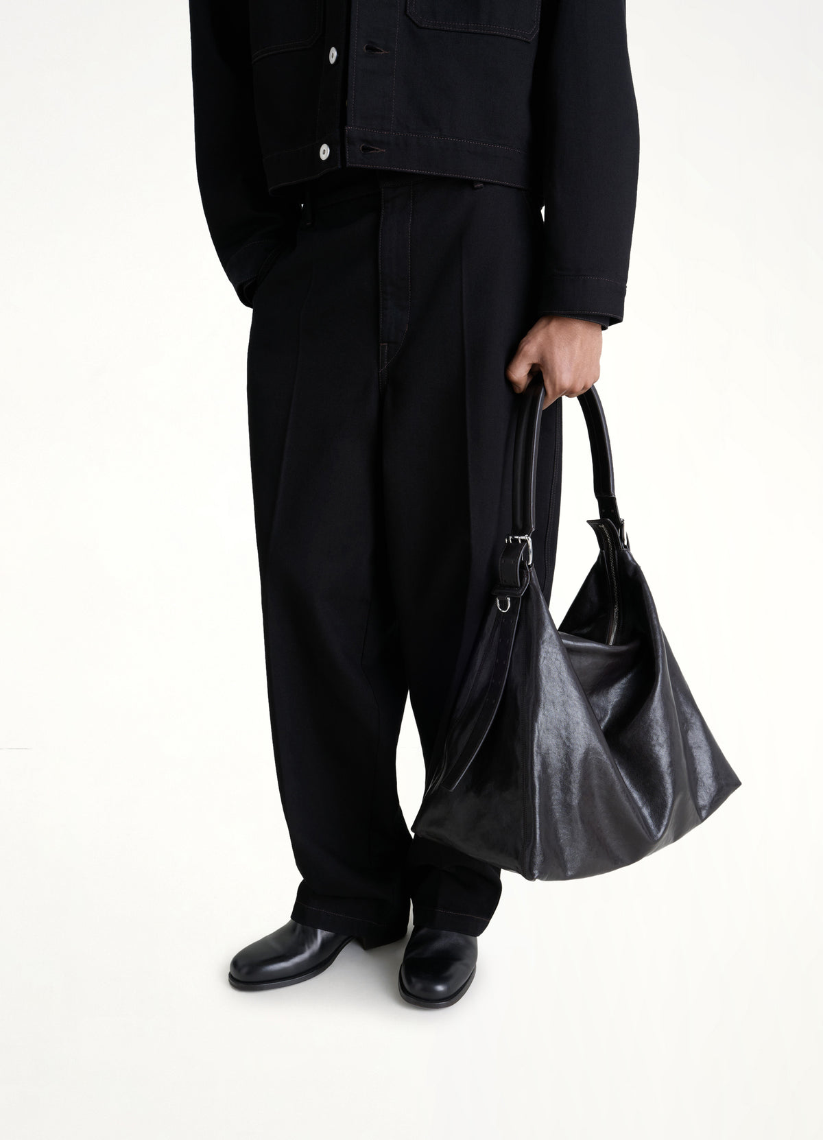 Belted Hobo Bag in Dark Chocolate