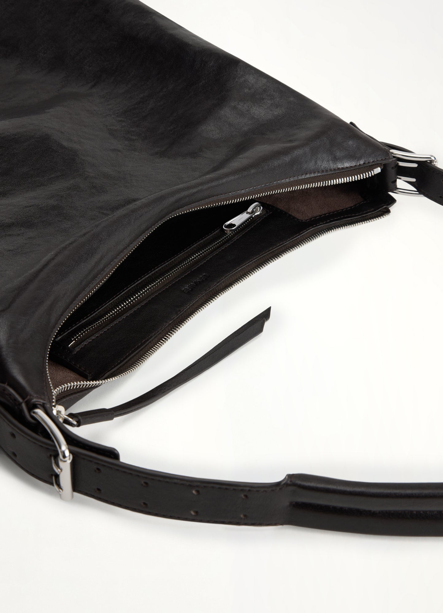 Belted Hobo Bag in Dark Chocolate