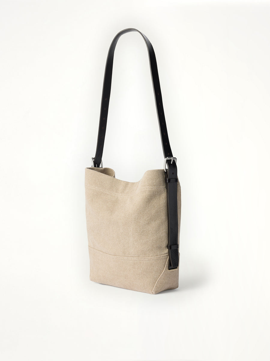 Small Belted Tote Cotton Canvas in Dark Linen