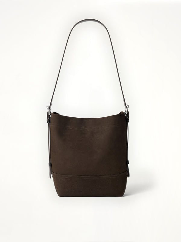 Small Belted Tote Alpaca Nubuck in Ebony Brown