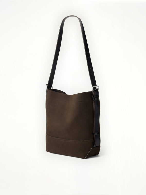 Small Belted Tote Alpaca Nubuck in Ebony Brown