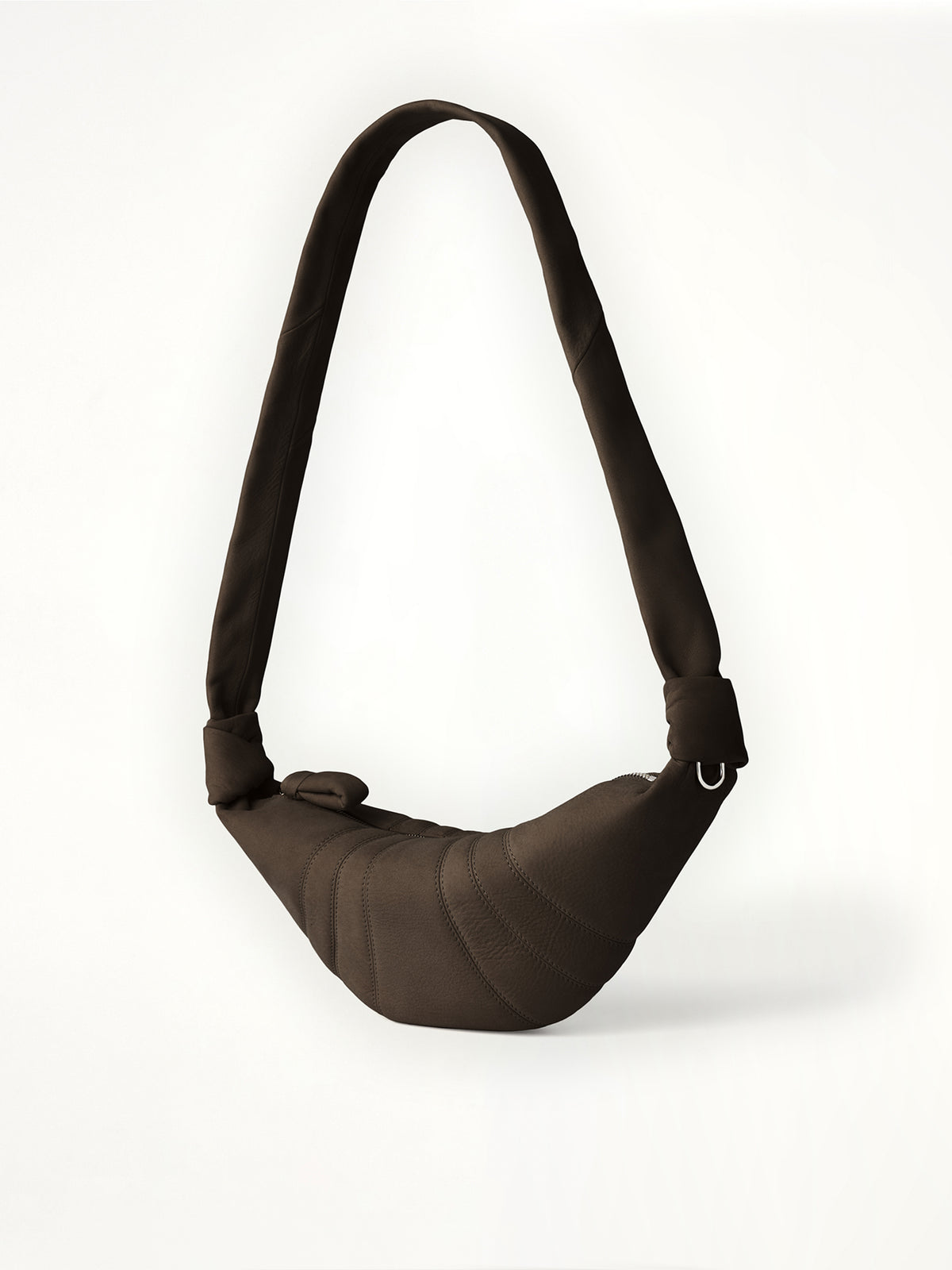 Croissant Small Alpaca Nubuck Bag in Ebony Brown
