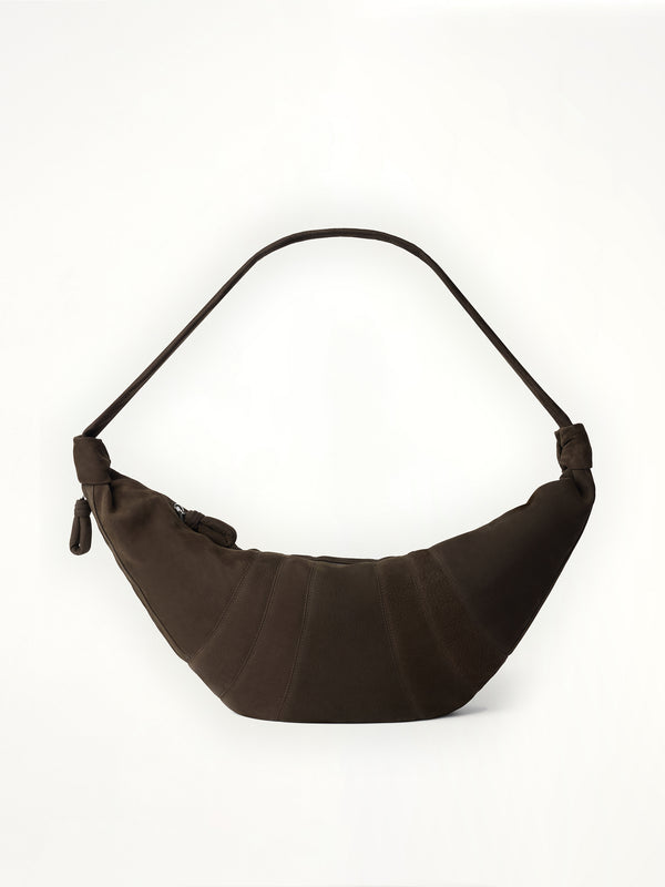 Croissant Large Alpaca Nubuck Bag in Ebony Brown