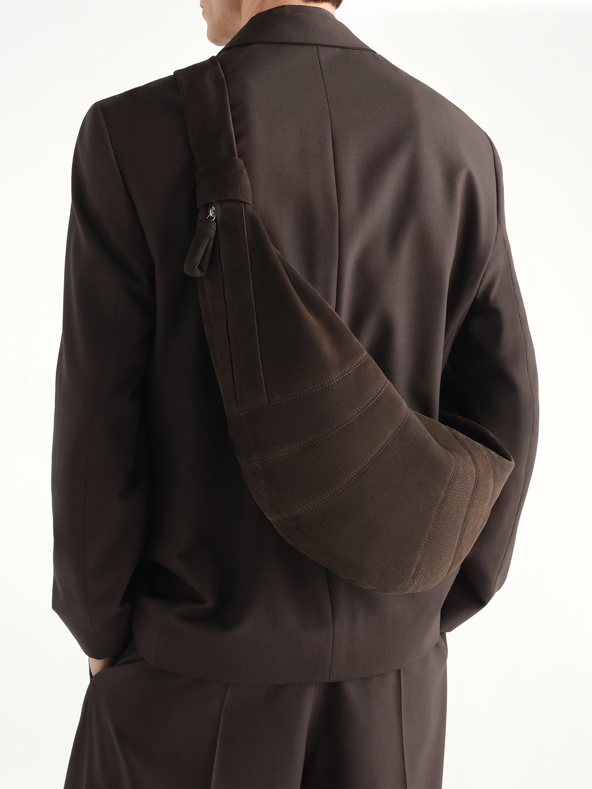 Croissant Large Alpaca Nubuck Bag in Ebony Brown