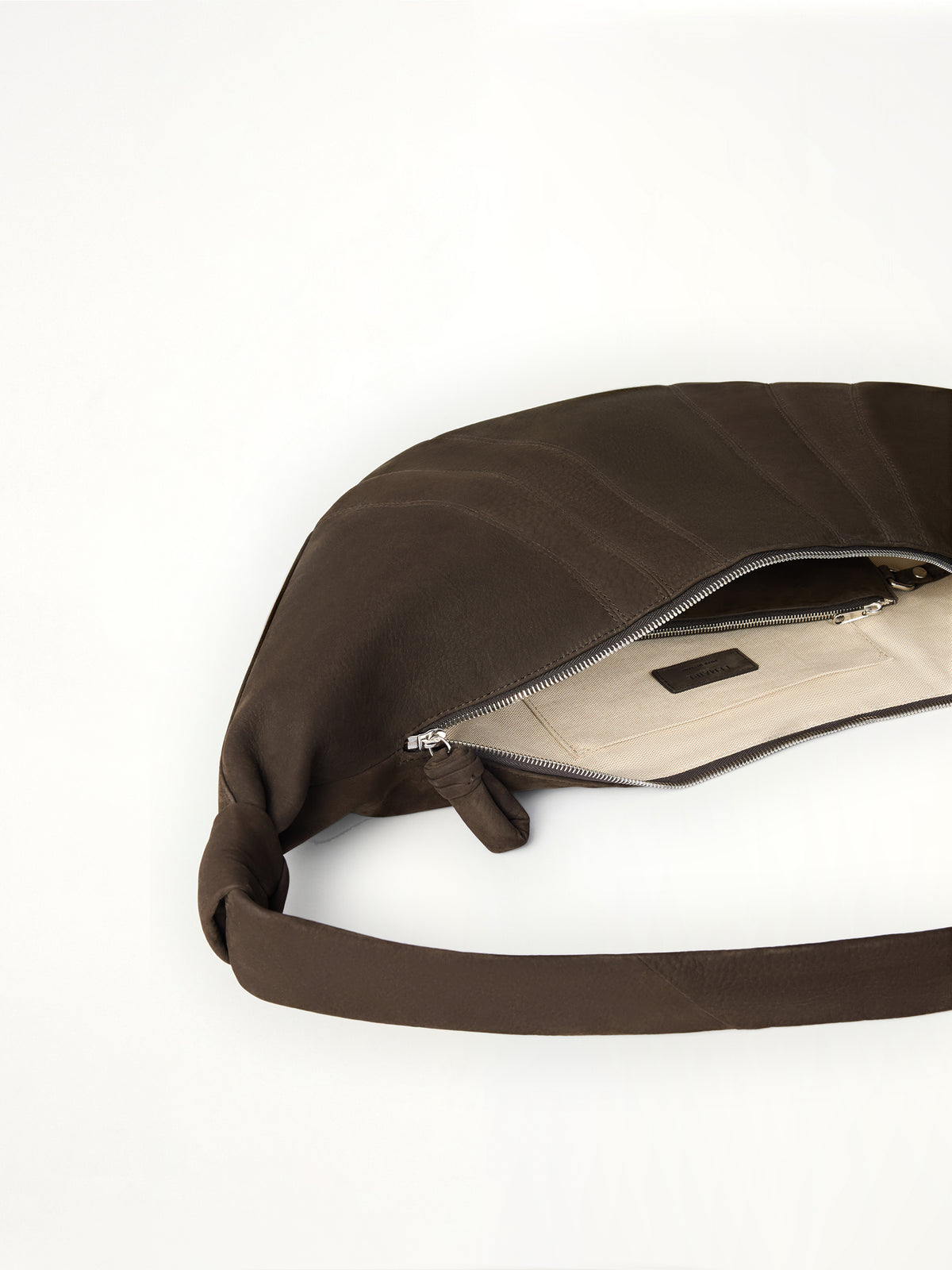 Croissant Large Alpaca Nubuck Bag in Ebony Brown