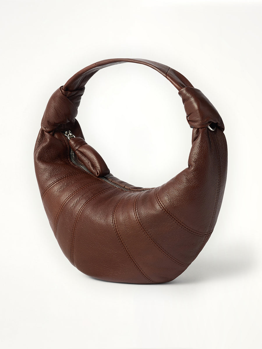 Mini Fortune Croissant Goatskin Bag in Roasted Pecan