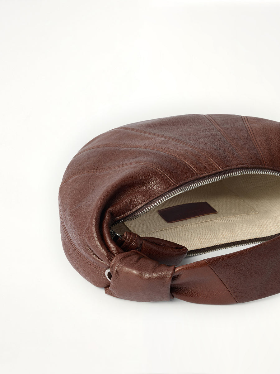 Mini Fortune Croissant Goatskin Bag in Roasted Pecan