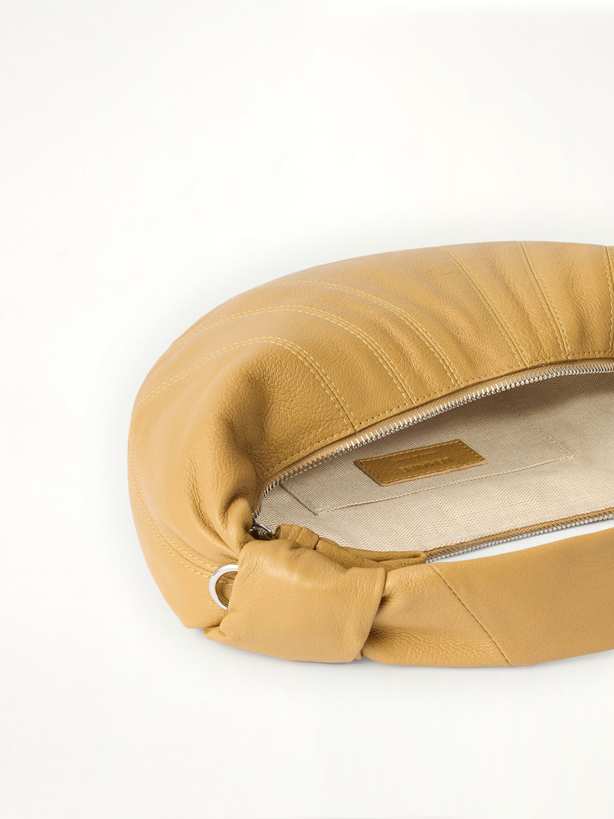 Mini Fortune Croissant Goatskin Bag in Butternut