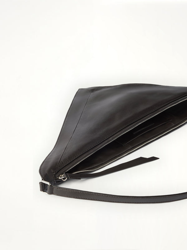 Pocket Scarf Shiny Nappa Leather Bag in Dark Chocolate