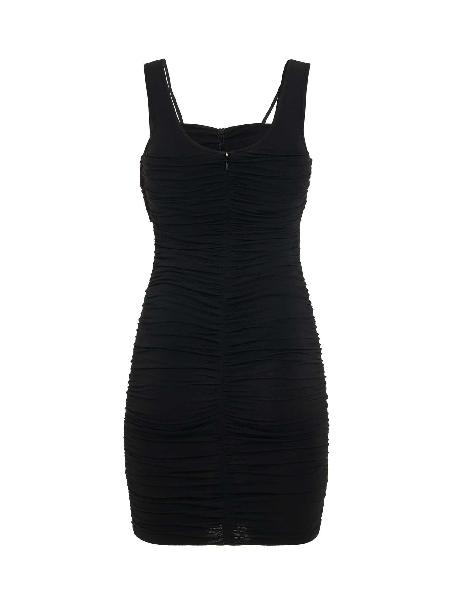 Shiny Crepe Jersey Midi Dress in Black