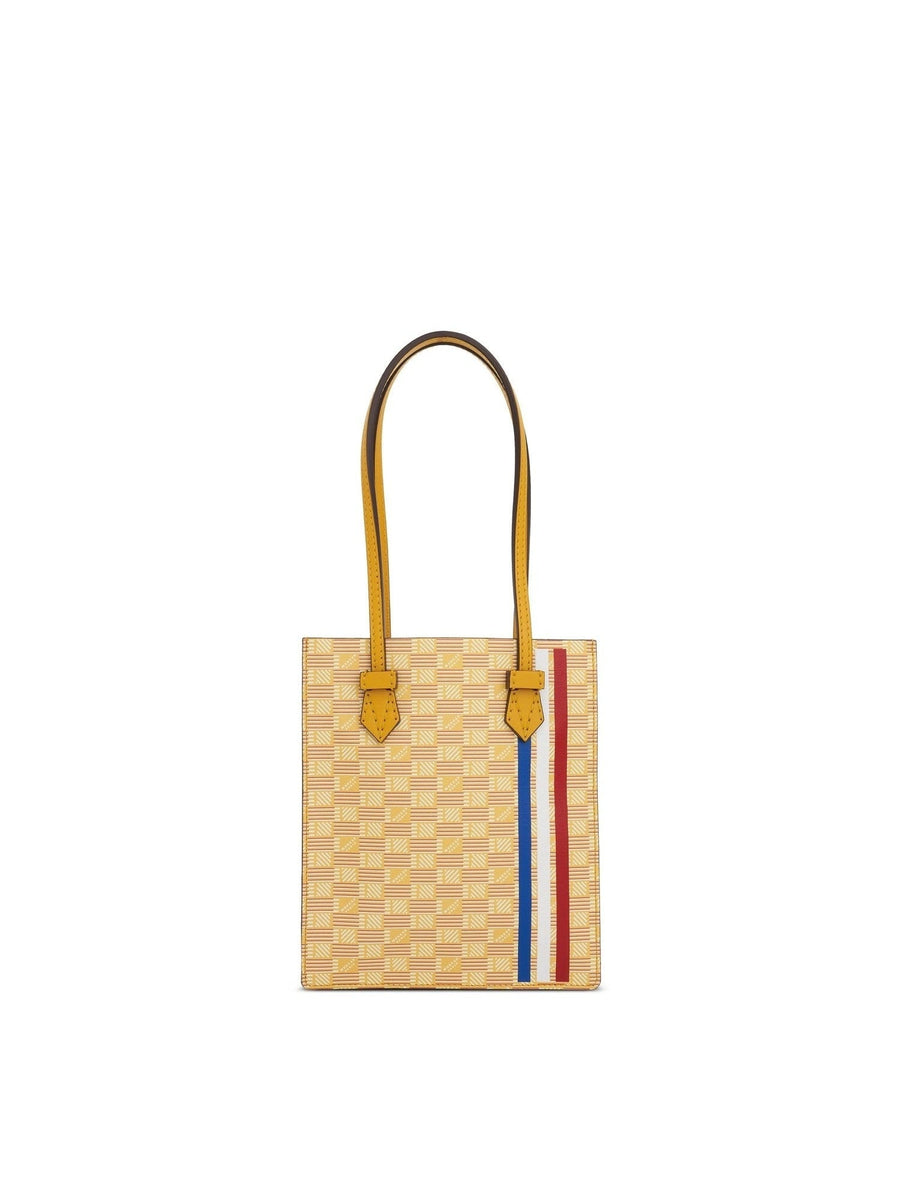 Cannes Vertical Tote MM with Stripes in Yellow
