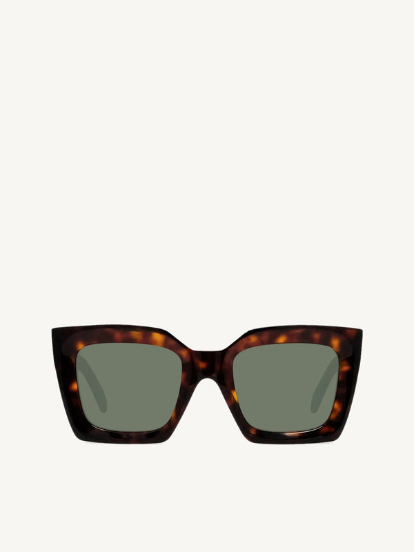 CL40130I Square Sunglasses with Green Lens in Dark Havana