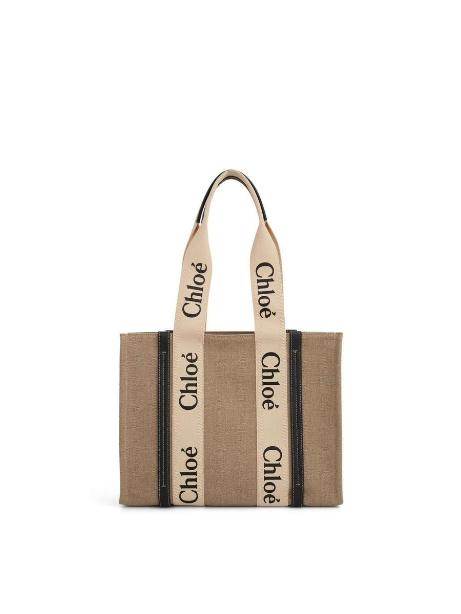 Medium Woody Tote Bag in White/Blue