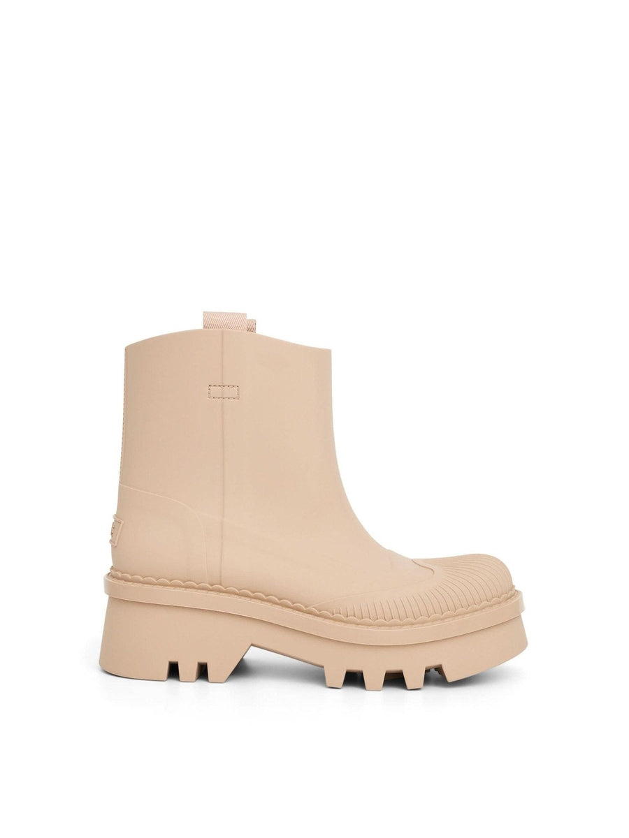 Raina Rain Boot in Beige Side View | CHLOE