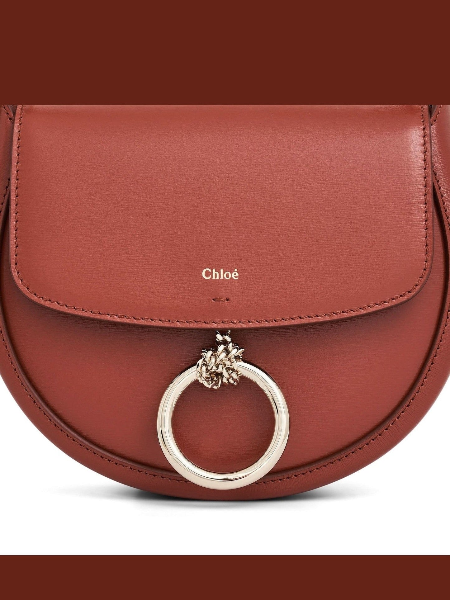 Chloe Arlene Crossbody Bag with Metal details in Leather in Autum Leaf