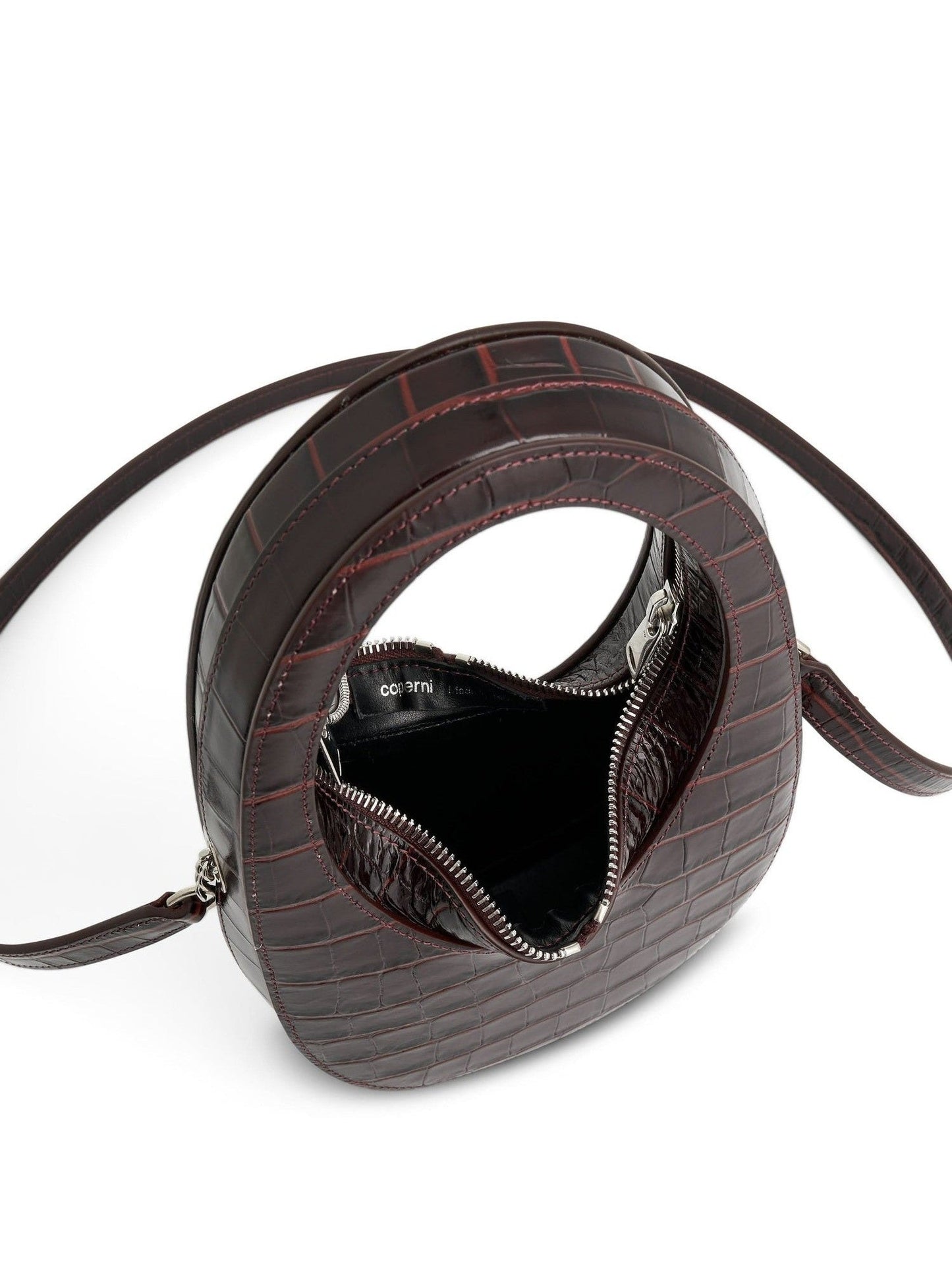 Croco Crossbody Mini Swipe Bag in Brown