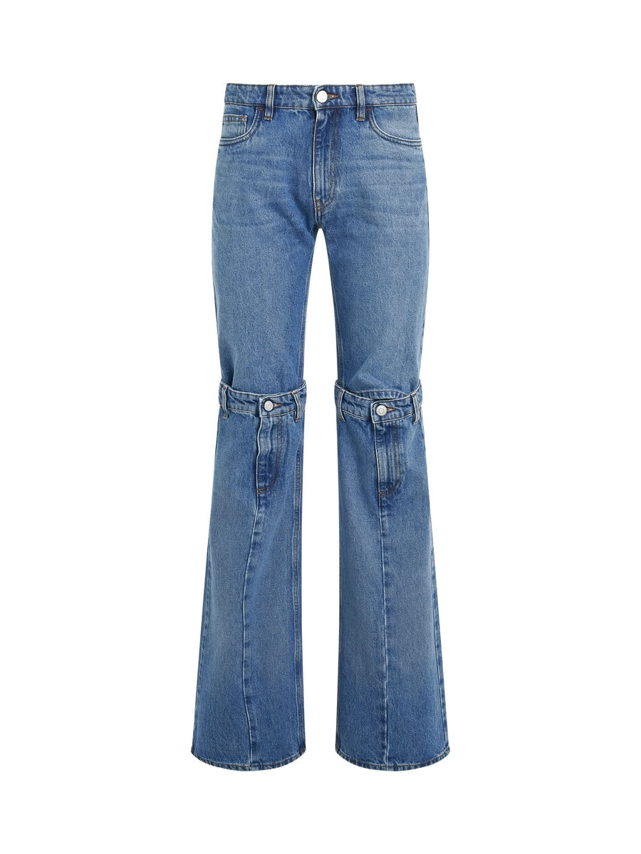 Open Knee Jeans in Washed Blue