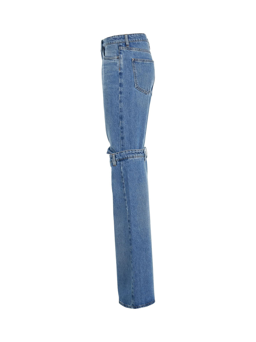 Open Knee Jeans in Washed Blue