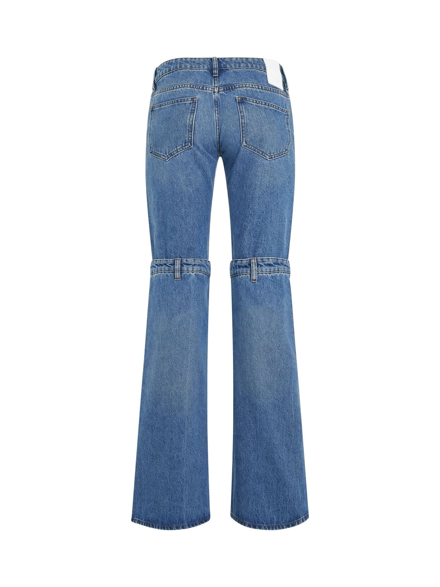 Open Knee Jeans in Washed Blue