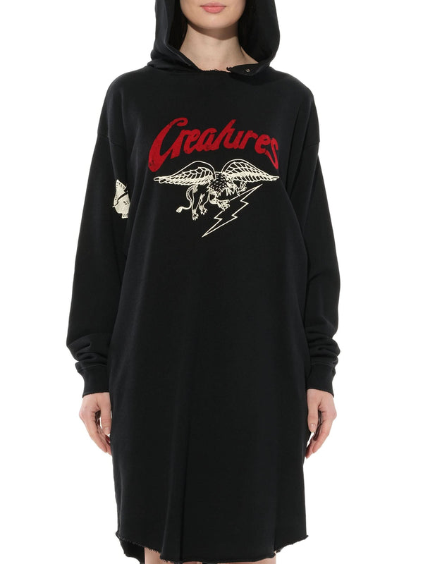 Creatures Hooded Dress in Black