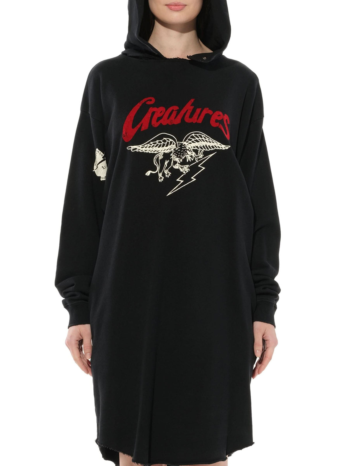 Creatures Hooded Dress in Black