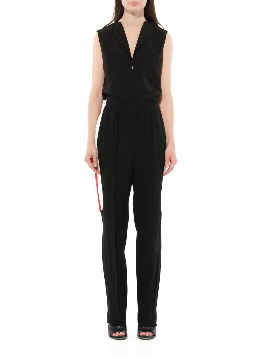 Crepe Satin Fit Pants in Black