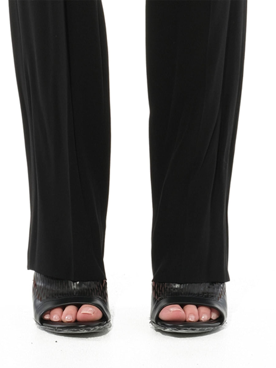 Crepe Satin Fit Pants in Black