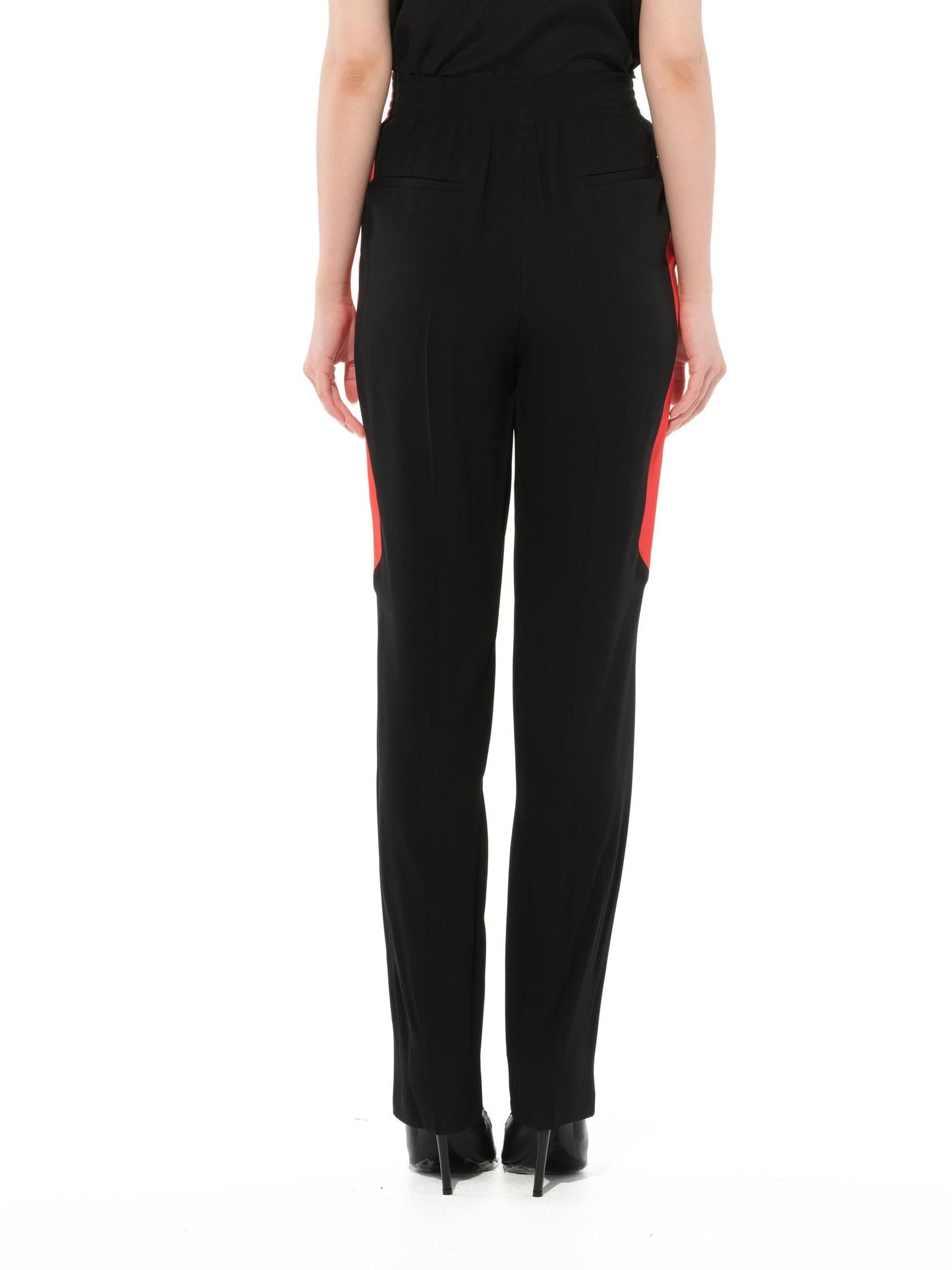 Crepe Satin Fit Pants in Black