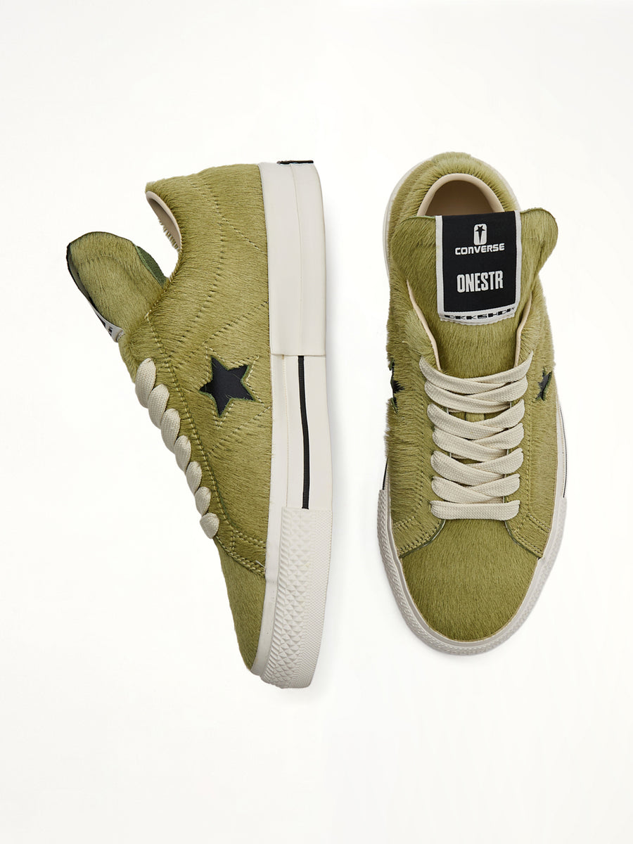 One Star Fur Sneaker A14797C in Acid/Black | RICK OWENS DRKSHDW