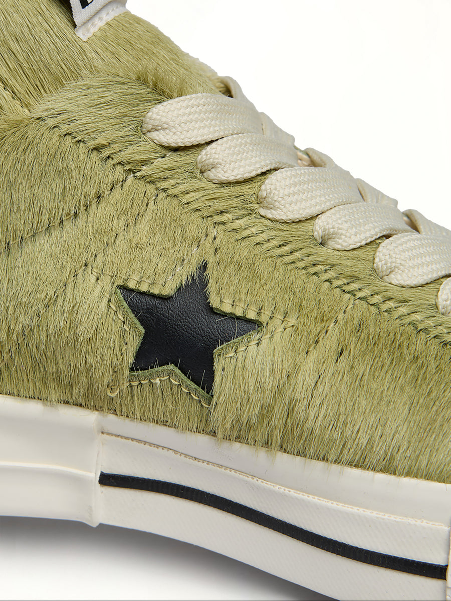 One Star Fur Sneaker A14797C in Acid/Black | RICK OWENS DRKSHDW