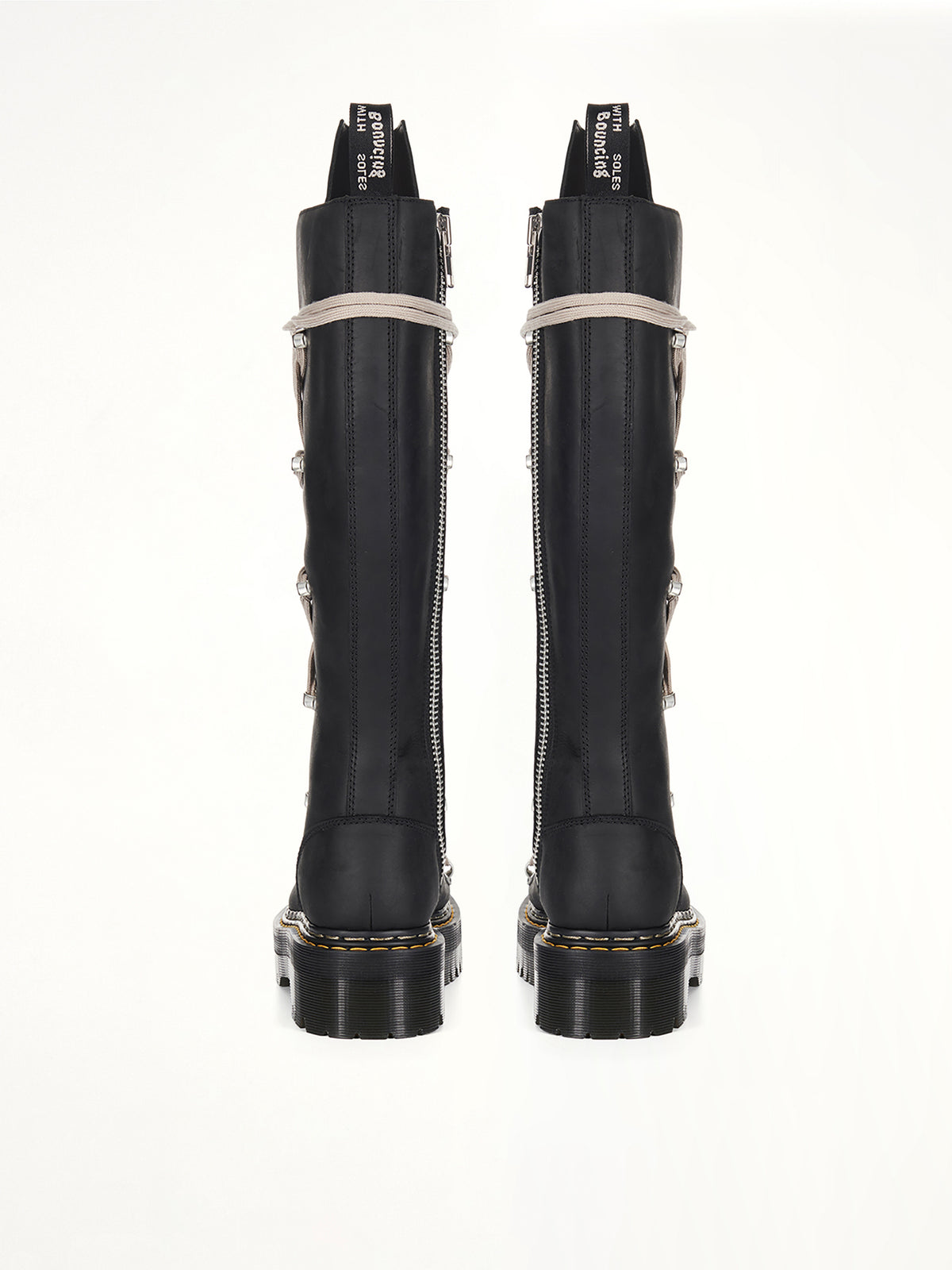 Rick Owens x Dr. Marten 1B60 Quad Sole Pentalace Boots in Black | RICK OWENS
