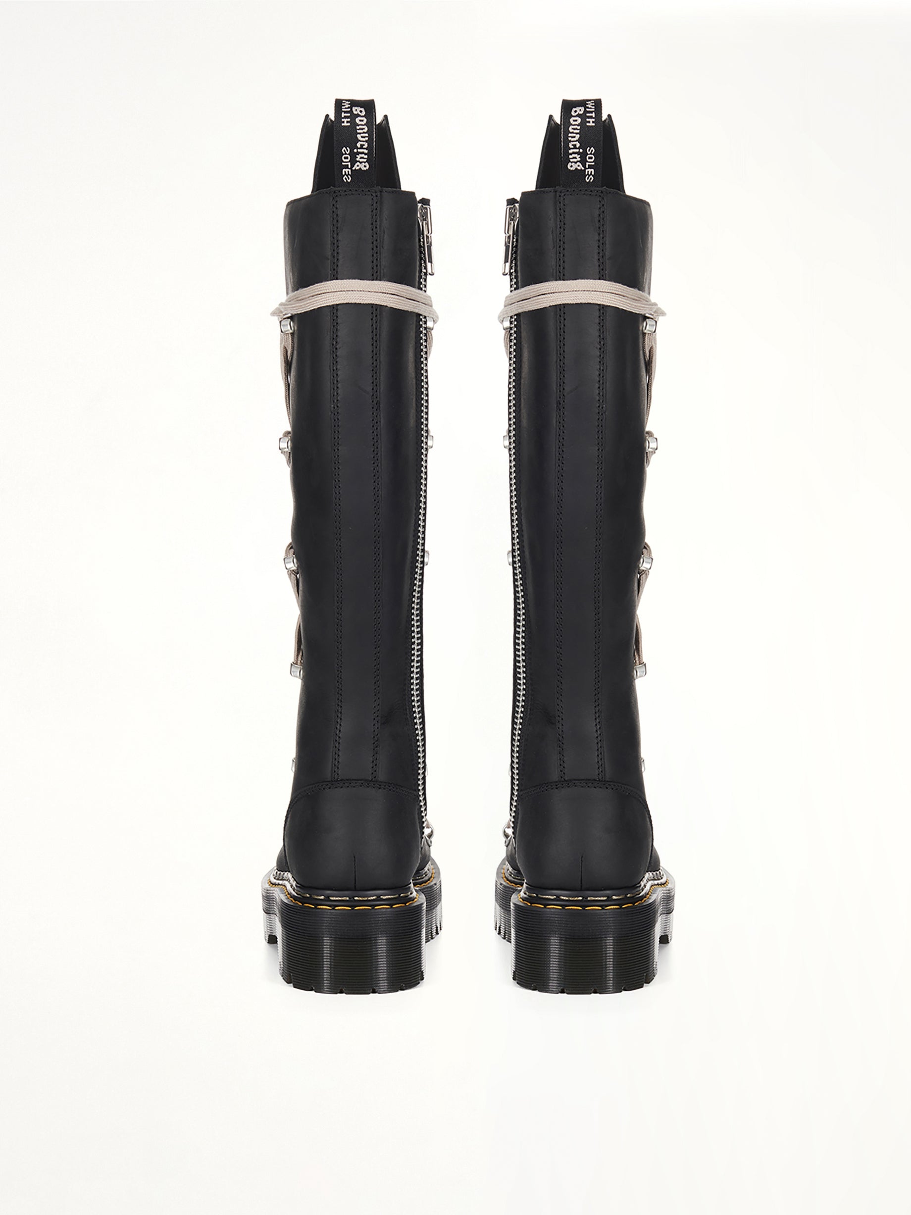 Rick Owens x Dr. Marten 1B60 Quad Sole Pentalace Boots in Black | RICK OWENS