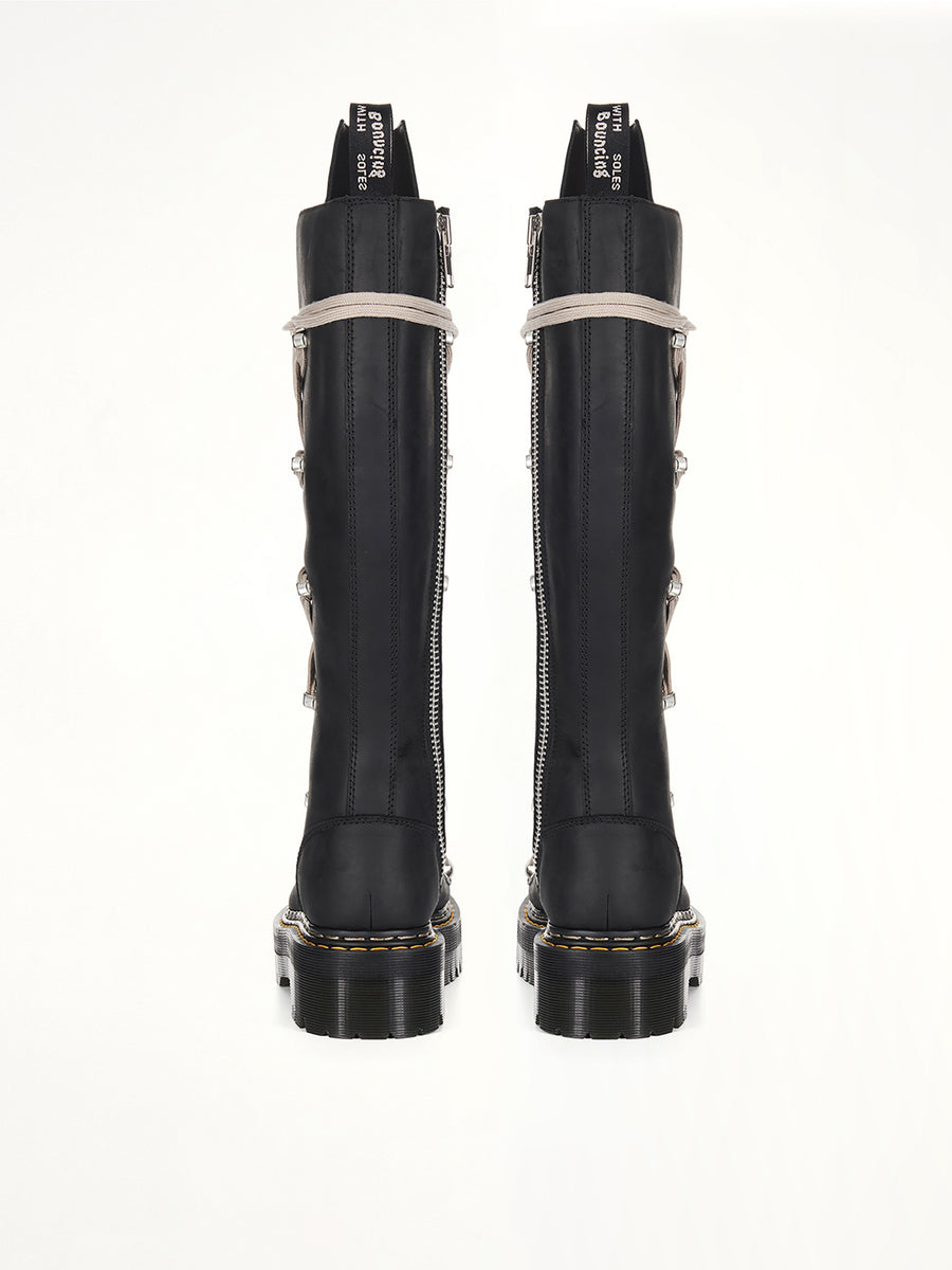 Rick Owens x Dr. Marten 1B60 Quad Sole Pentalace Boots in Black | RICK OWENS