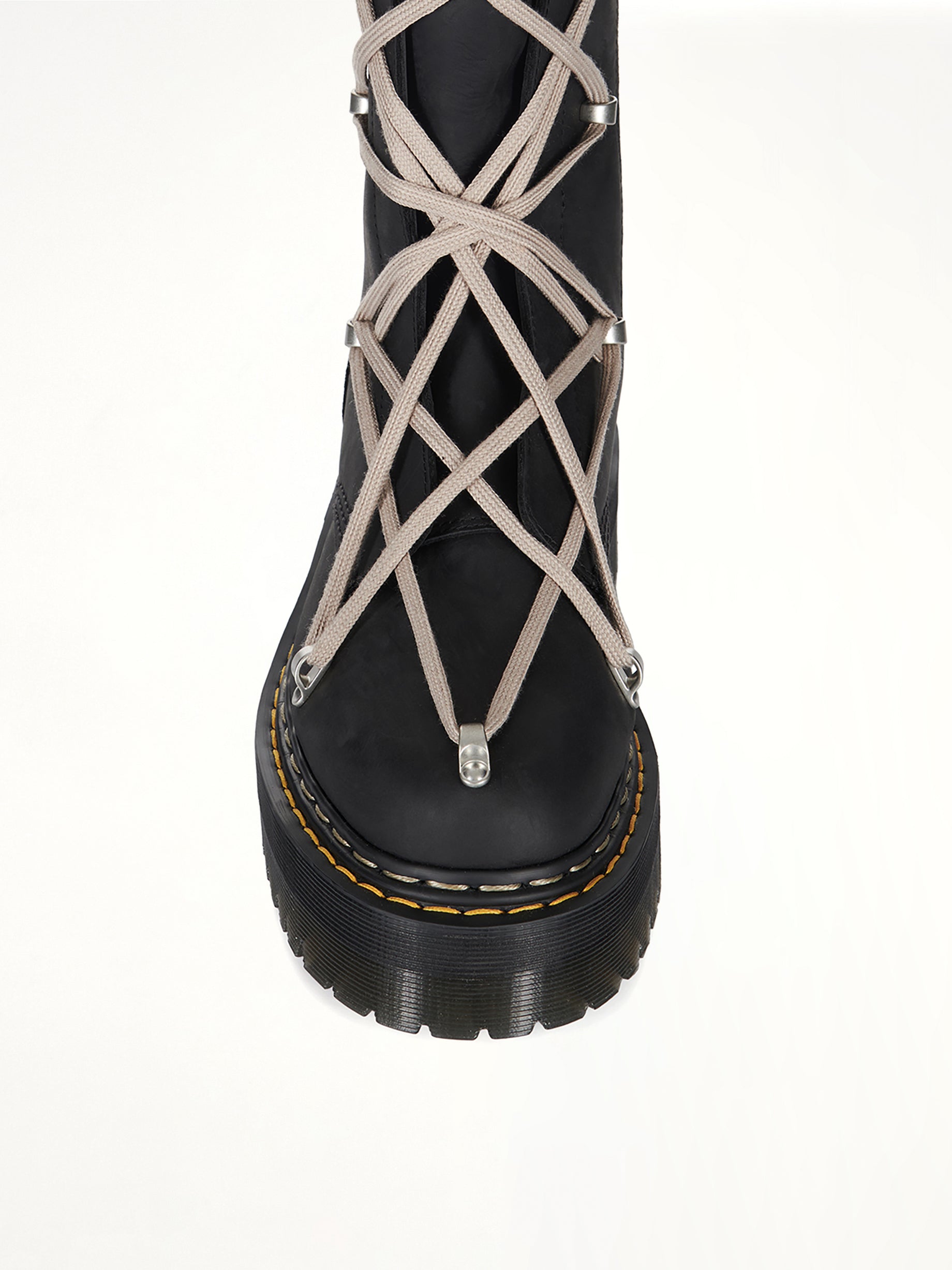Rick Owens x Dr. Marten 1B60 Quad Sole Pentalace Boots in Black | RICK OWENS