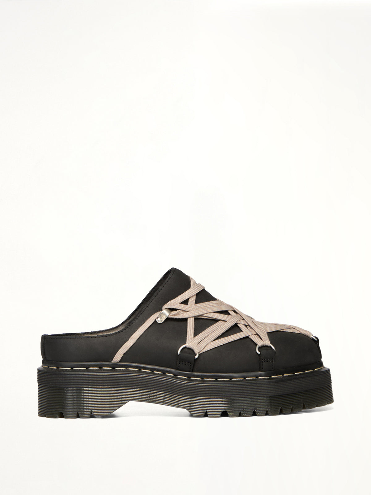 Rick Owens x Dr. Marten Quad Sole Megalace Mule in Black