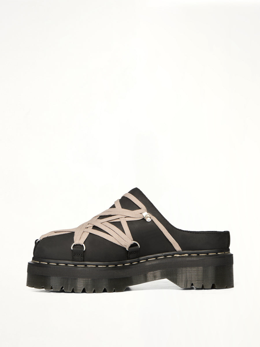 Rick Owens x Dr. Marten Quad Sole Megalace Mule in Black