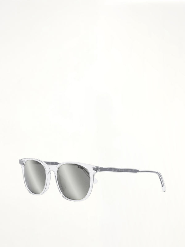 InDior S1F 85A4 Crystal-Tone Rectangular Sunglasses in Bronze