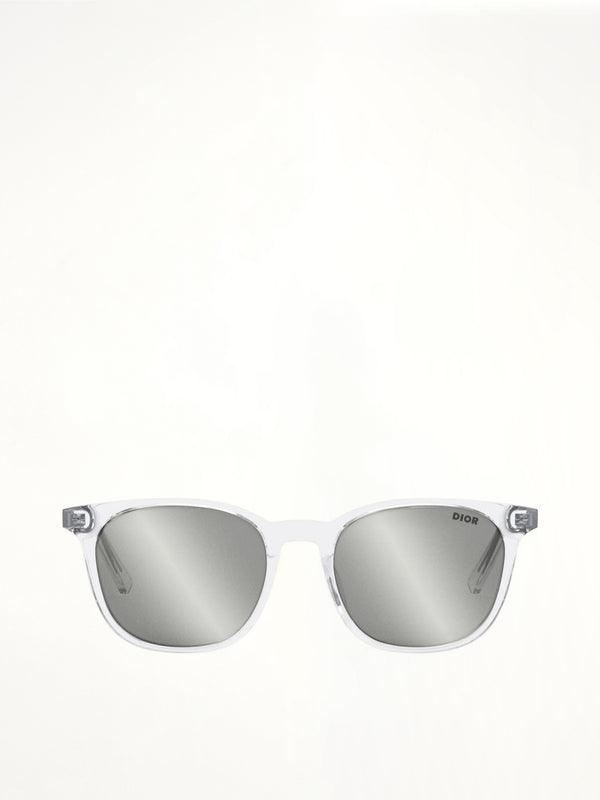 InDior S1F 85A4 Crystal-Tone Rectangular Sunglasses in Bronze