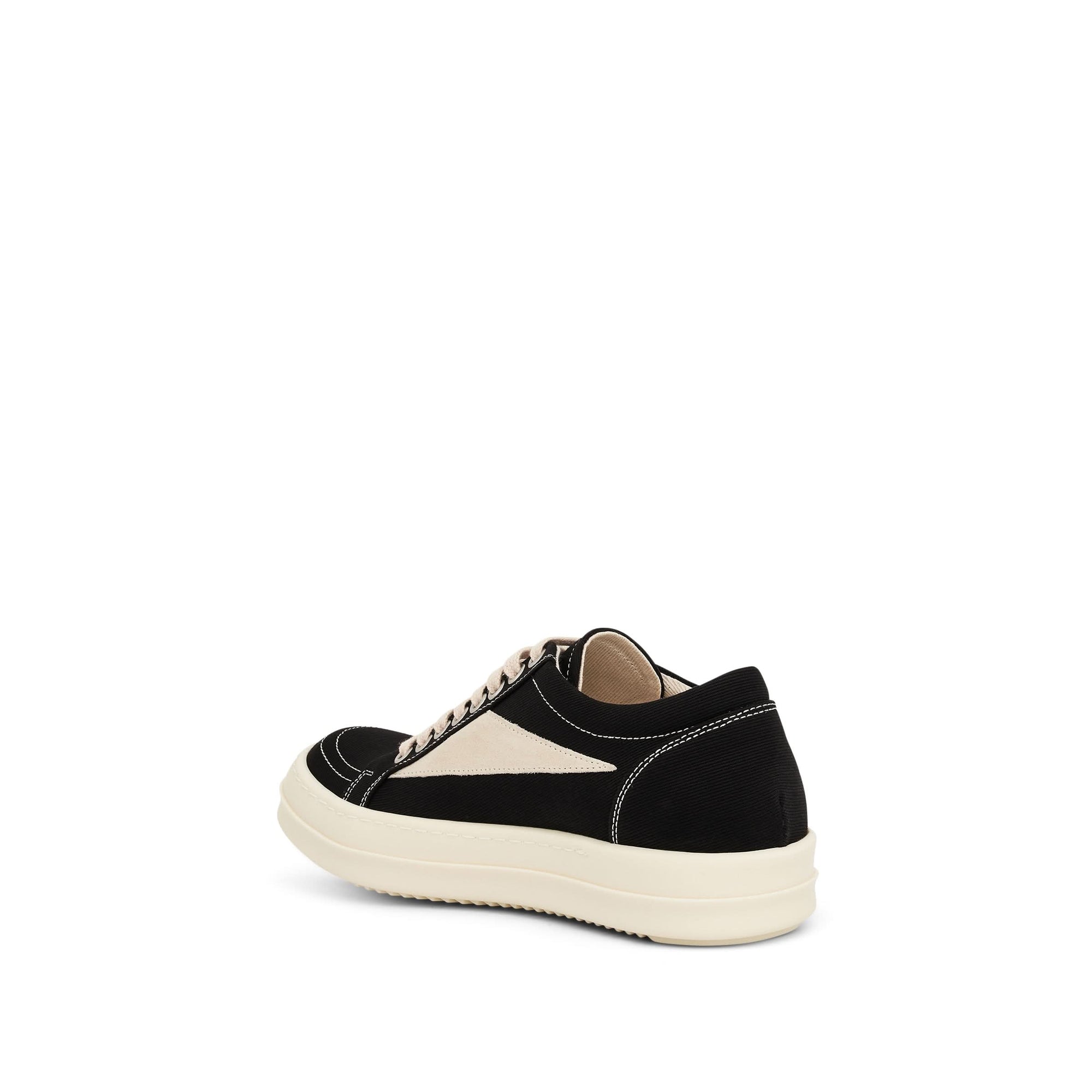 Women Cotton Barre Vintage Sneaker in Black/Milk Back View | RICK OWENS DRKSHDW