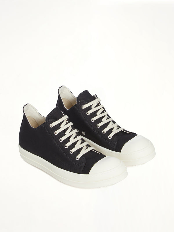 Low Sneaks in Black/Milk Front View | RICK OWENS DRKSHDW