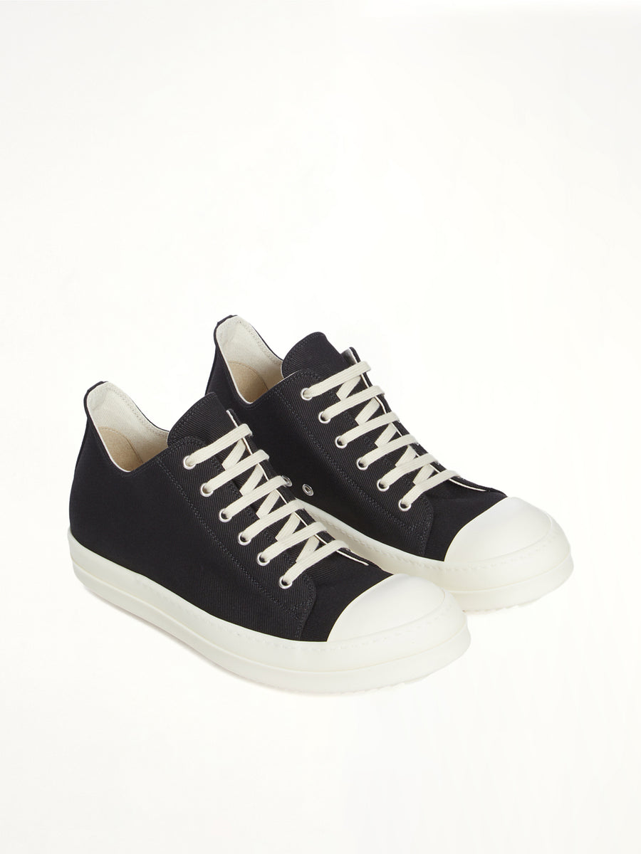Low Sneaks in Black/Milk Front View | RICK OWENS DRKSHDW