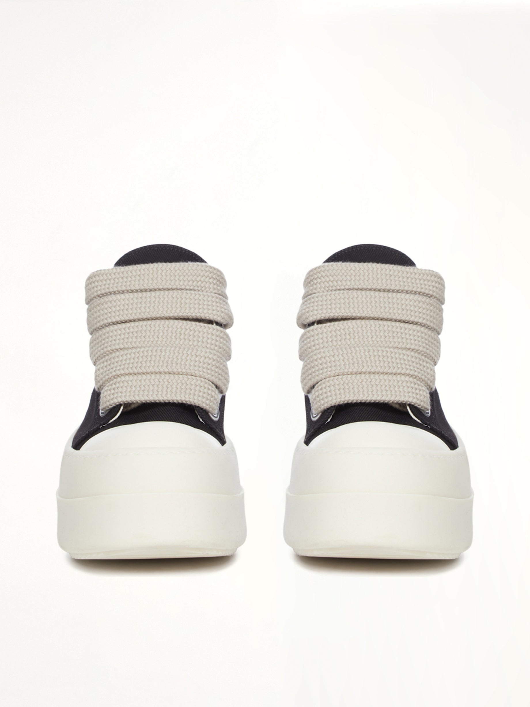 Mega Bumper Jumbolace Low Sneaks in Black/Milk Back View | RICK OWENS DRKSHDW