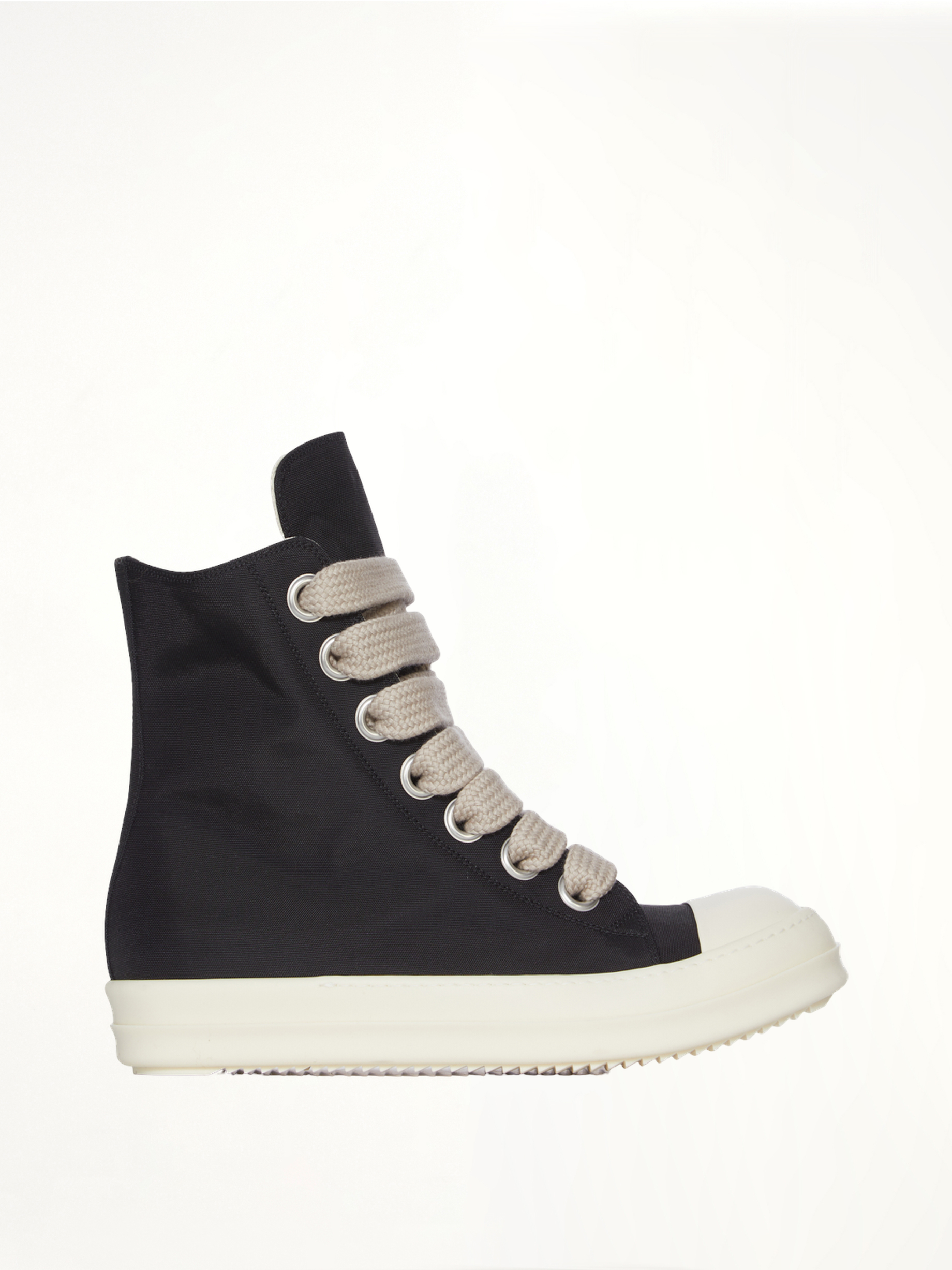 Jumbolace Sneaks in Black/Milk/Milk Side View | RICK OWENS DRKSHDW