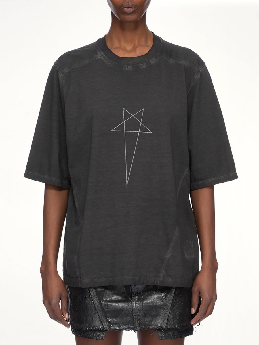 Pentagram Print Walrus T-Shirt in Faded Black