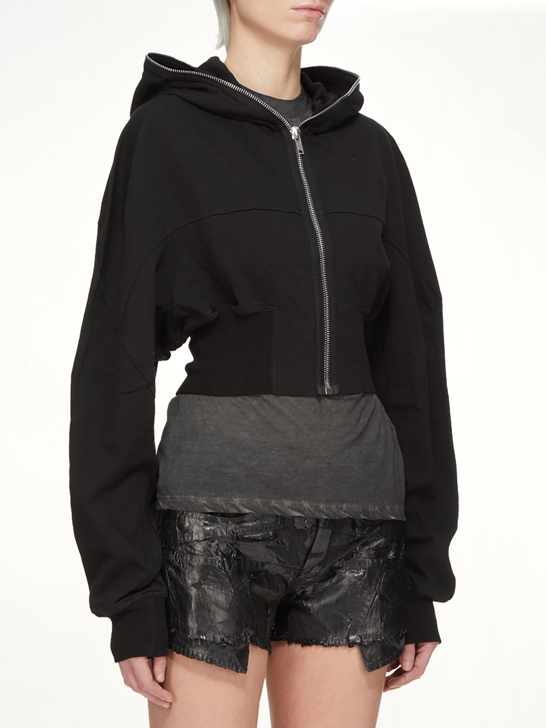 Compact Jersey Collage Gimp Hoodie in Black