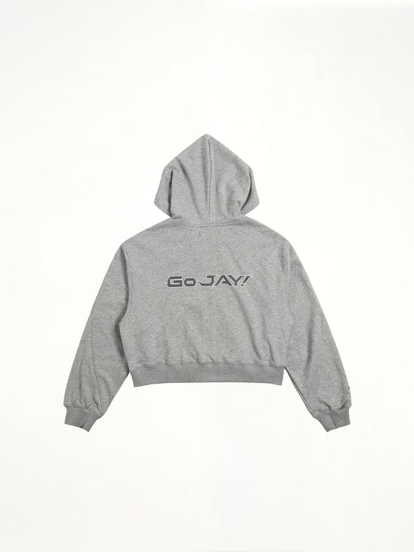 J Carnival II World Tour Cropped Zip Hoodie in Light Grey