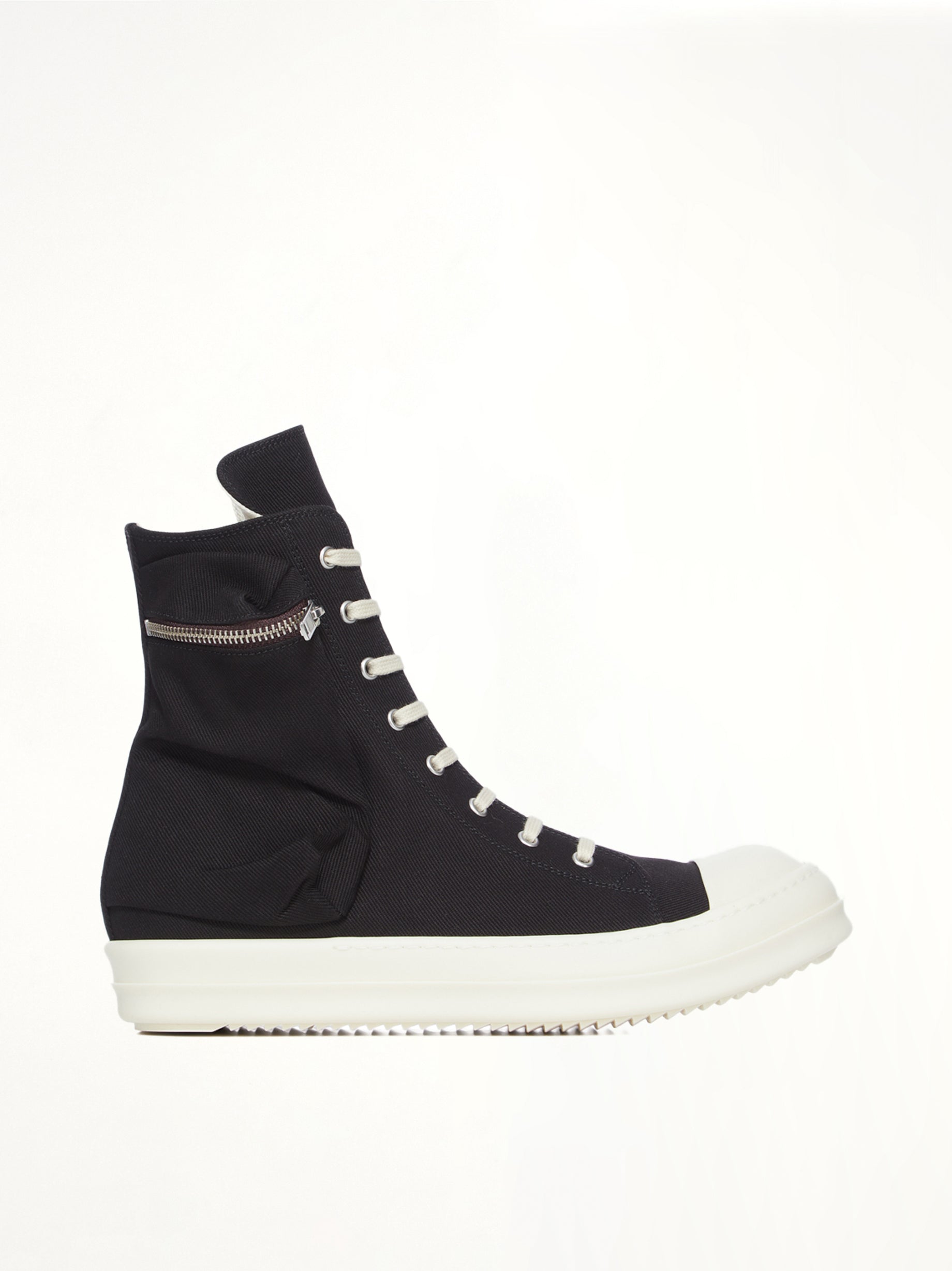 Cargo Sneaks in Black/Milk Side View | RICK OWENS DRKSHDW